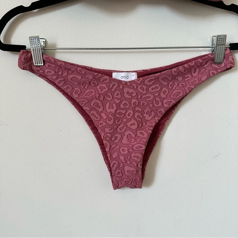 Onia Dalia Textured Leopard Bikini Top & Lily Leopard Bikini Bottom Size S